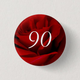 Bóton Redondo 2.54cm 90 Birthday Rosa vermelha Party Favor Pin
