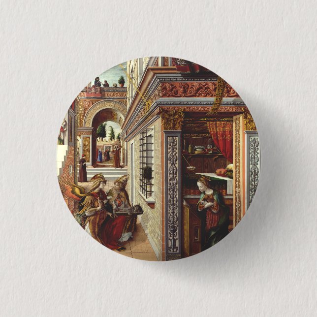 Bóton Redondo 2.54cm A Anunciação Carlo Crivelli Arte Renascentista (Frente)