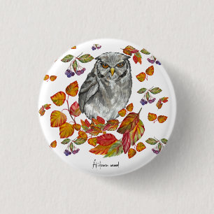 Bóton Redondo 2.54cm A aquarela cai lindas corujas e folhas porta copos