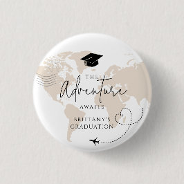 Bóton Redondo 2.54cm A aventura do viagem do Mapa Mundial começa a grad