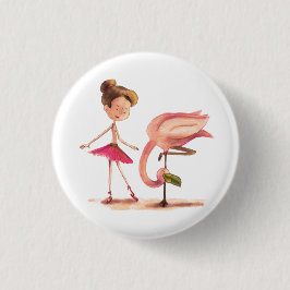 Bóton Redondo 2.54cm A Bailarina e o Flamingo