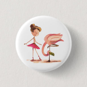 Bóton Redondo 2.54cm A Bailarina e o Flamingo
