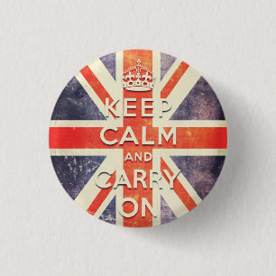 Bóton Redondo 2.54cm A bandeira de Union Jack do vintage mantem a calma