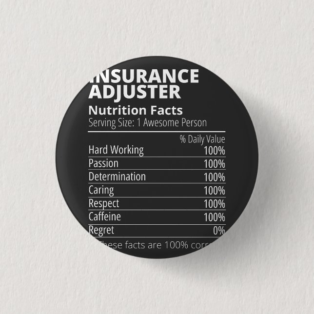 Bóton Redondo 2.54cm A Nutrição Do Regulador De Seguros É Engraçada (Frente)