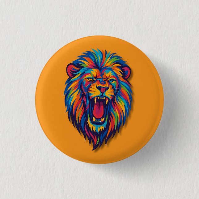Bóton Redondo 2.54cm A PAINTED LION button (Frente)