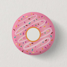 Bóton Redondo 2.54cm A rosquinha cor-de-rosa com arco-íris polvilha