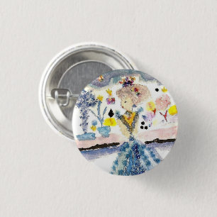 Bóton Redondo 2.54cm A senhora Coleção Broche/PIn na aguarela