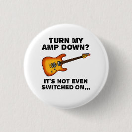 Bóton Redondo 2.54cm Abaixe Meu Amp, Guitarista Elétrico Engraçado