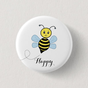 Bóton Redondo 2.54cm Abeja feliz fofa e caligrafia