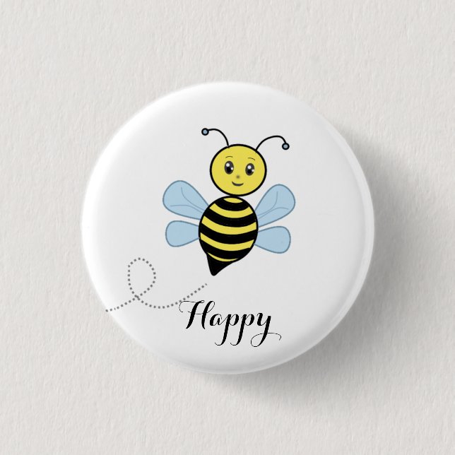 Bóton Redondo 2.54cm Abeja feliz fofa e caligrafia (Frente)