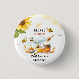 Bóton Redondo 2.54cm Abelhas Amarelas e Girassol Bonitas 1rua Aniversár