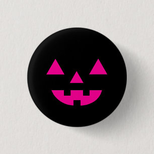Bóton Redondo 2.54cm Abóbora de Halloween Jack O Lantern Face Rosa