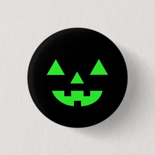Bóton Redondo 2.54cm Abóbora de Halloween Jack O Lantern Rosto Verde