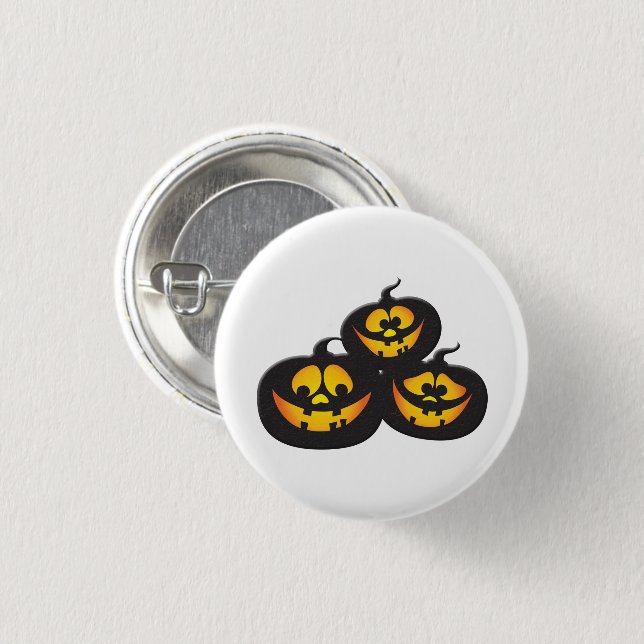 Bóton Redondo 2.54cm Abobrinhas de Halloween com Expressões Engraçadas (Frente & Verso)