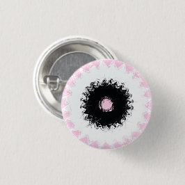 Bóton Redondo 2.54cm Abstrato de giz preto, branco e rosa