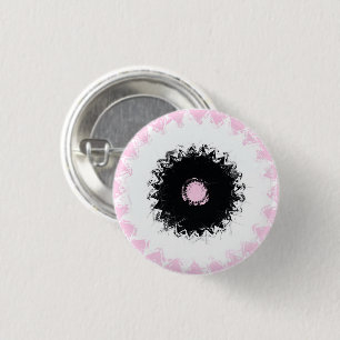 Bóton Redondo 2.54cm Abstrato de giz preto, branco e rosa