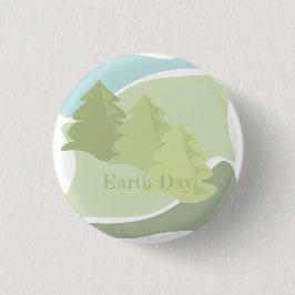 Bóton Redondo 2.54cm Abstrato, paisagem natural com árvores de abeto e 