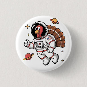 Bóton Redondo 2.54cm Ação de Graças do Astronauta Space Turkey Gobbler