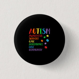 Bóton Redondo 2.54cm Aceitação de suporte Ally Autism Consciência