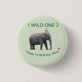 Bóton Redondo 2.54cm Acento de aniversário de elefante selvagem