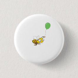 Bóton Redondo 2.54cm Adesivo de abelha bumble com balão, alfinete, botã
