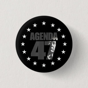 Bóton Redondo 2.54cm Agenda 47 Campanha Patriótica de Reeleição de Trum