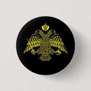 Bóton Redondo 2.54cm Águia Bizantina de dupla cabeça e emblema cristão