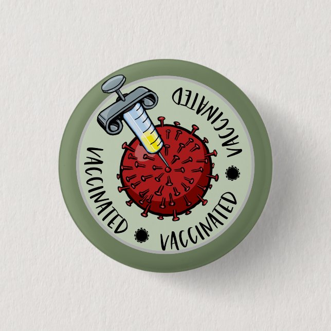 Bóton Redondo 2.54cm Agulha com vírus covid| Vacinado (Frente)