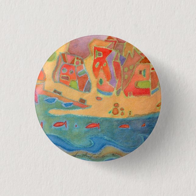Bóton Redondo 2.54cm Aldeia pelo mar (Frente)