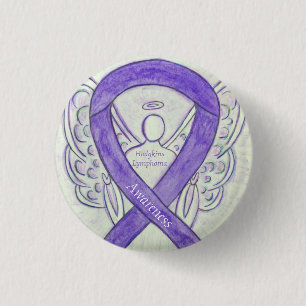 Bóton Redondo 2.54cm Alfinetes de Anjo de Arte Violeta para Linfoma de 