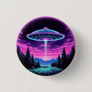 Bóton Redondo 2.54cm Alienígena Espacial Retrofuturista