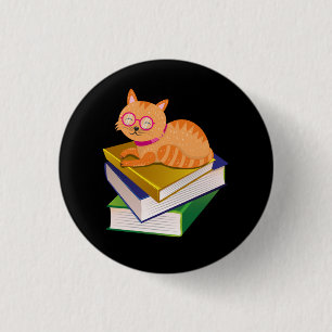 Bóton Redondo 2.54cm Amante de Livros - Livros e Gato