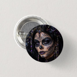 Bóton Redondo 2.54cm Amethyst Orchid Calavera – Gothic Sugar Skull