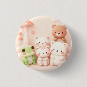 Bóton Redondo 2.54cm Amigos do Bosque Kawaii Urso Sapo e Coelho Berçári