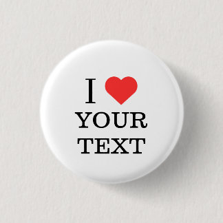 Bóton Redondo 2.54cm Amo o seu texto Nome personalizado Botão Coração