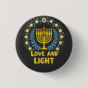 Bóton Redondo 2.54cm Amor e Menorah Judeu Hanukkah Feriado