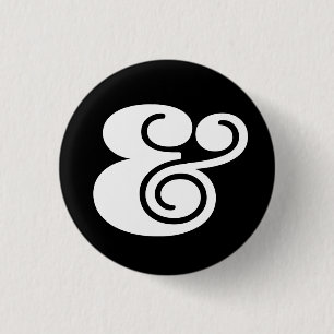 Bóton Redondo 2.54cm Ampersand "&" Designer Branco BL