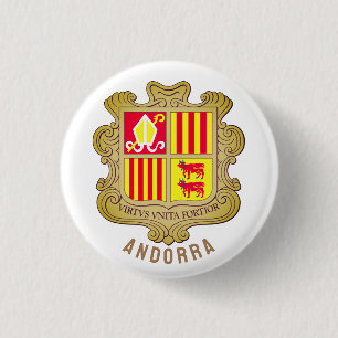 Bóton Redondo 2.54cm Andorra casaco de armas