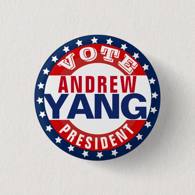 Bóton Redondo 2.54cm Andrew Yang para Presidente (Frente)