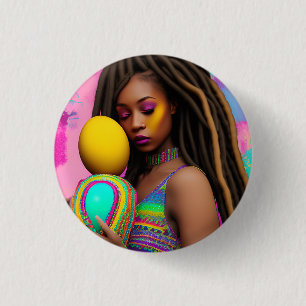 Bóton Redondo 2.54cm Aniversário da Páscoa Melanin Rainbow Primavera Si