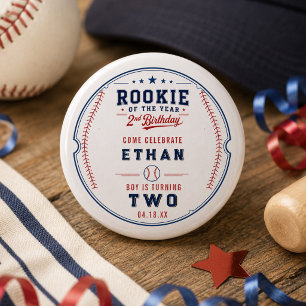 Bóton Redondo 2.54cm Aniversário de 2 anos de Rookie of the Year Baseba