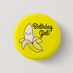 Bóton Redondo 2.54cm Aniversário de criança de Banana Cute