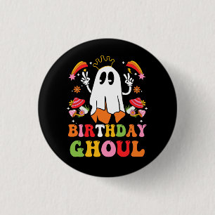 Bóton Redondo 2.54cm Aniversário Halloween Groovy Ghost Diga Oi Retro H