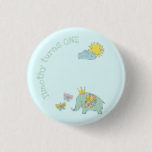 Aniversário Personalizável de Elefante e Borboleta