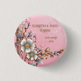 Bóton Redondo 2.54cm Antecedentes de Casamento de Sparkle Rosa Elegante