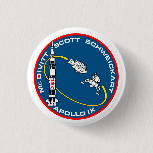 Bóton Redondo 2.54cm Apollo 9, patch de missão