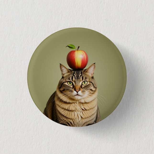 Bóton Redondo 2.54cm Apple Cat (Frente)