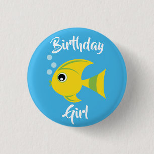 Bóton Redondo 2.54cm Aquário de Aniversário do Fish Sea Kid