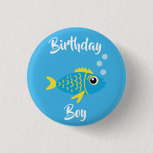 Bóton Redondo 2.54cm Aquário de Aniversário do Fish Sea Kid
