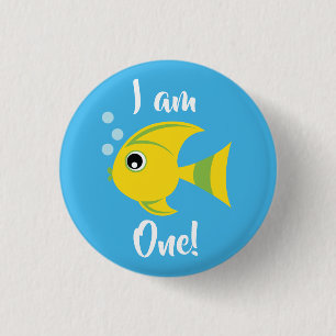 Bóton Redondo 2.54cm Aquário de Aniversário do Fish Sea Kid